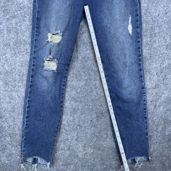 Level 99 Jeans Women 26 Straight Slim Thrashed Ripped Button Fly Anthropologie - Picture 5 of 7
